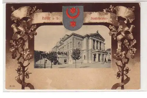 47632 Wappen Rahmen Ak Halle a.S. Stadttheater um 1900