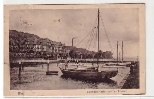 47629 Ak Kiel Seebade Anstalt mit Yachthafen 1918