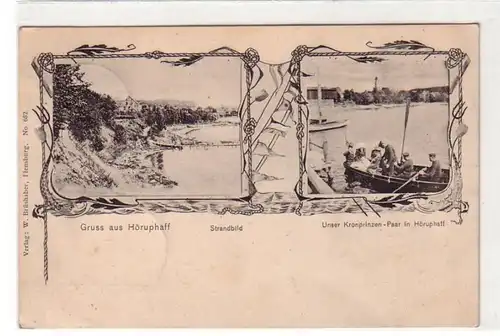 47628 Ak Gruß aus Höruphaff Strandbild, Unser Kronprinzen Paar 1907