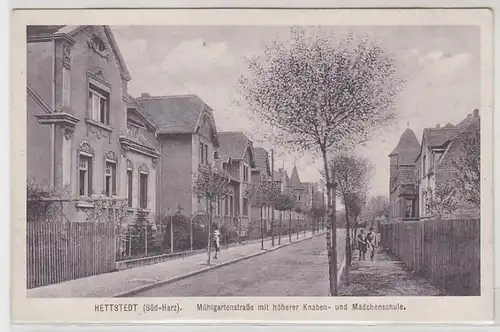 47620 Ak Hettstedt Mühlgartenstrasse mit höherer Schule um 1910