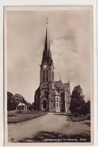 47617 Ak Hartmannsdorf bei Chemnitz Kirche um 1930