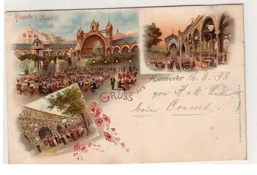 47583 Ak Litho Gruss aus Hannover Roepkes Tivoli 1898