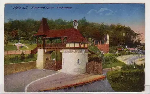 47572 Ak Halle Zoologischer Garten Haupteingang 1917