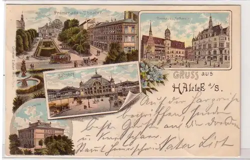 47553 Ak Lithographie Gruß aus Halle an der Saale 1898