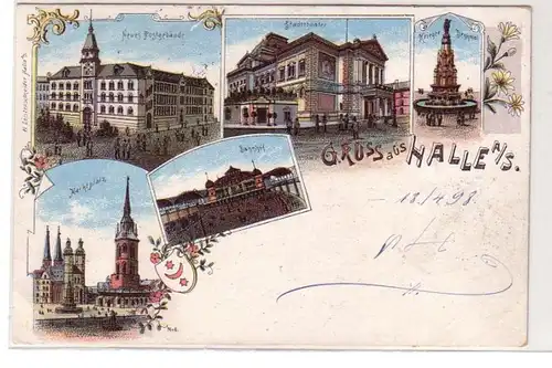 47543 Ak Lithographie Gruß aus Halle an der Saale 1898