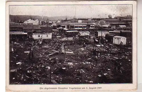 47502 Ak Die abgebrannte Dresdner Vogelwiese am 3. August 1909
