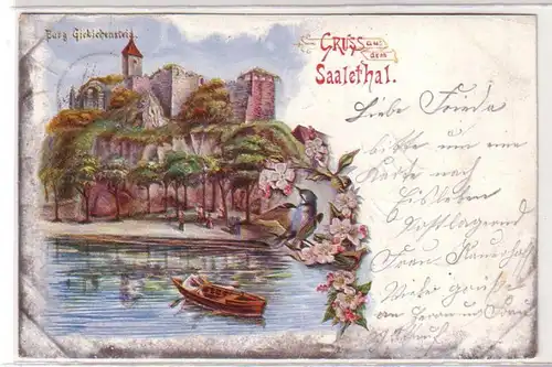 47499 Ak Lithographie Gruß aus dem Saalethal 1899