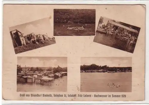 47466 Ak Gruß aus Strandbad Biederitz Hochwasser 1926