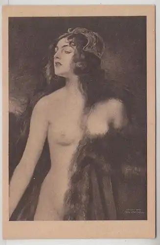 4744 Erotic Ak Femme avec fourrure, saleté: "Monna Vanna" vers 1930