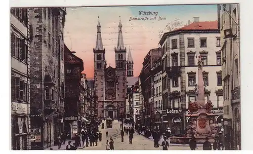 47344 Ak Würzburg Domstrasse avec trafic et Dôme 1918
