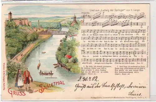 47343 Ak Lithographie Gruß aus dem Saalethal um 1900