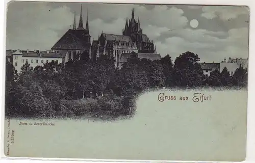 47341 Mondscheinkarte Gruss aus Erfurt um 1900