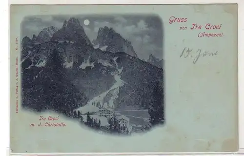 47339 Carte de la Lune Salutation de Tre Crozi (Ampezzo) 1900