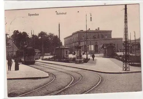 47316 Ak Spandau Gare avec tram 1912