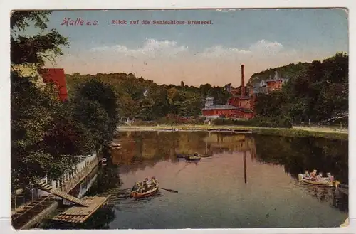 47305 Ak Halle Blick auf die Saalschloß Brauerei 1925