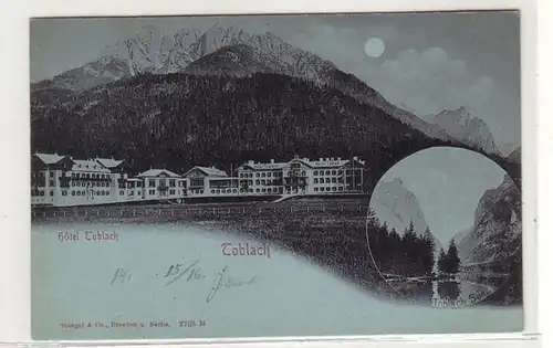 Carte de clair de lune Hotel Toblach Tyrol du Sud vers 1900