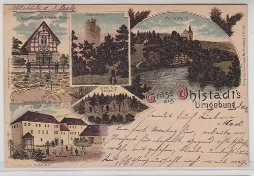 47118 Ak Lithografie Gruss aus Uhlstädt's Umgebung 1901