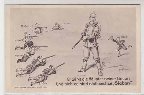 47095 Militär Humor Ak Deutschlands Kriegsgegner um 1915