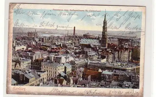 47080 Ak Hamburg Panorama de la Tour de l'Hôtel de Ville St. Catharinen 1902