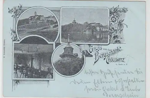 47040 Mondscheinkarte Bergschänke Cröllwitz b. Halle 1899