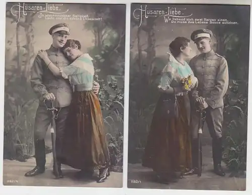 47021/2 Militär Kitsch Ak Husaren-Liebe 1918