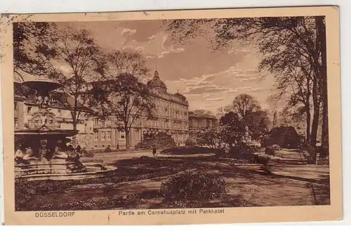 47004 Ak Düsseldorf Corneliusplatz avec Parkhotel 1923