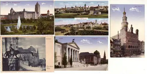 46994/5 Ak Posen Akademie, Theater, Vereinshaus, Rathaus usw. um 1910