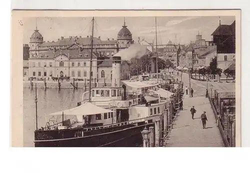 46992 Ak Konstanz Hafenpartie mit Dampfer 1919