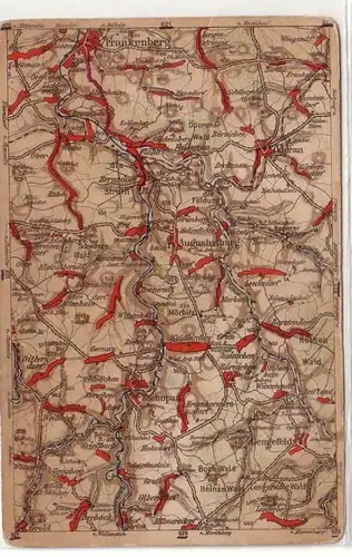46929 WONA Landkarten Ak Frankenberg Oederan Augustusburg Lengefeld usw. um 1930