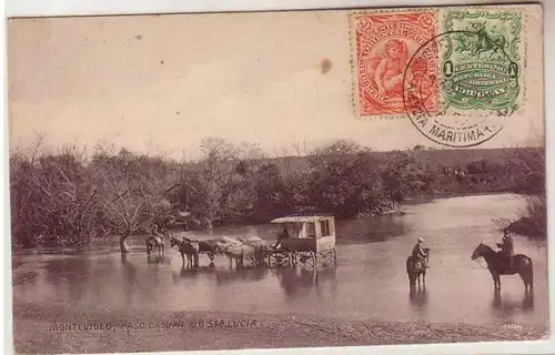 46905 Ak Montevideo Uruguay diligence traverse le fleuve 1909