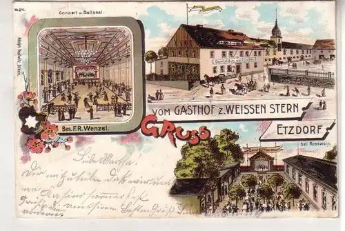 46876 Ak Lithographie Gruß vom Gasthof zum weissen Stern Etzdorf 1901