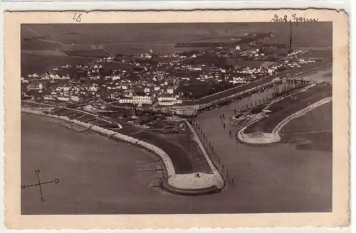 46823 Ak Mer du Nord Bain Büsum Vue aérienne Entrée du port 1937