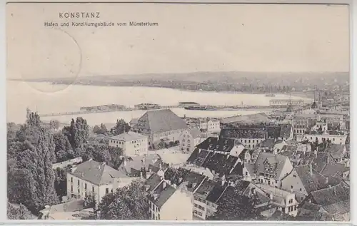 46798 Ak Konstanz Hafen und Konziliumsgebäude 1908