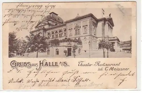 46797 Ak Gruß aus Halle a.S. Theater Restaurant 1902