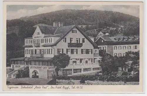 46744 Ak Tegernsee Bahnhotel "Neue Post" um 1950
