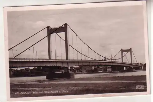 46735 Photo Ak Cologne-Mülheim Vue sur le pont suspendu et la ville 1941