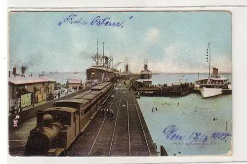 46673 Ak Melbourne Hafen mit Dampflokomotive 1908