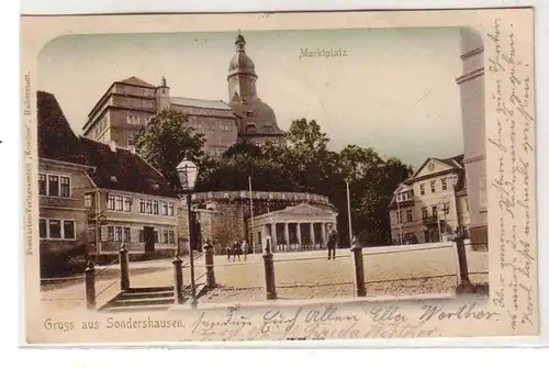 46604 Ak Gruß aus Sondershausen Marktplatz 1901