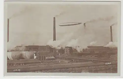 46580 Ak Leunawerk mit Luftschiff Graf Zeppelin 6.11.1928