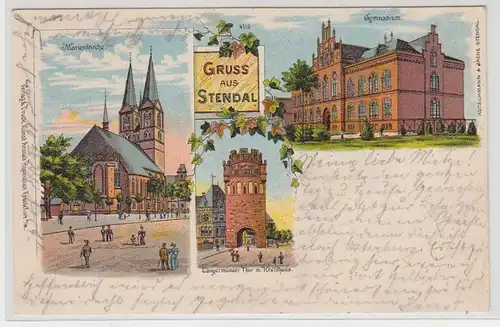 46564 Ak Lithographie Gruß aus Stendal Gymnasium usw.1903