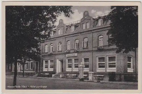 46560 Ak Hasselfelde Harz Hotel zur Krone um 1940