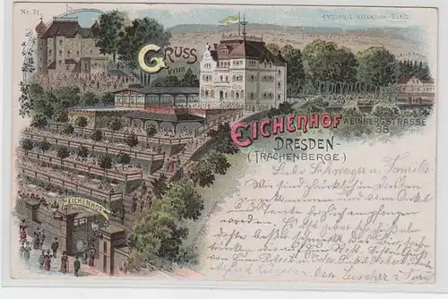 46526 Ak Lithographie Gruß vom Eichenhof Dresden 1899