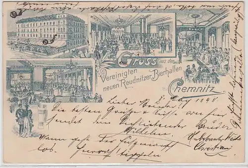 46522 Mehrbild Ak Gruß aus Chemnitz Bierhallen 1898