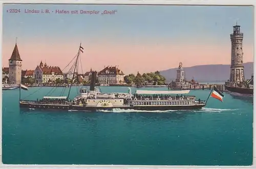 46480 Ak Lindau Hafen mit Dampfer "Greif" um 1910