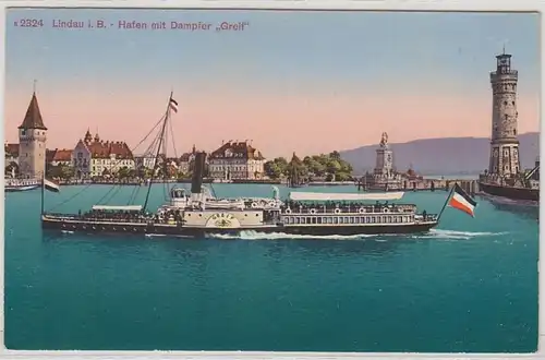 46480 Ak Lindau Port avec vapeur "Greif" vers 1910