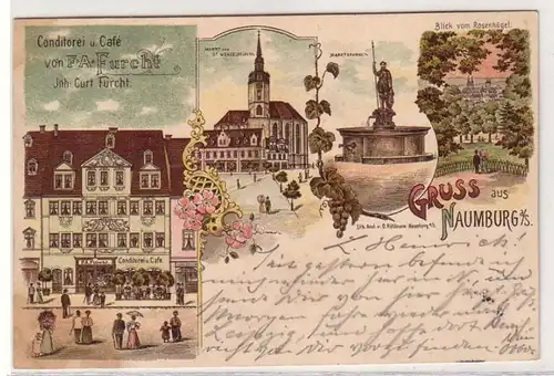 46475 Ak Lithographie Gruß aus Naumburg Konditorei 1900