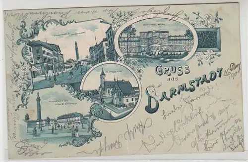 46458 Ak Lithographie Gruss de Darmstadt 1900