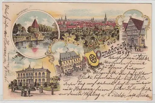 46453 Ak Lithographie Salutation en Osnabrück 1899