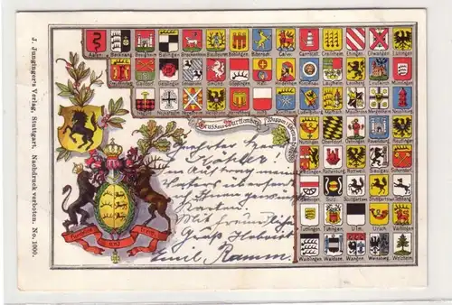 46446 Ak Gruss aus Württemberg Wappen 1900