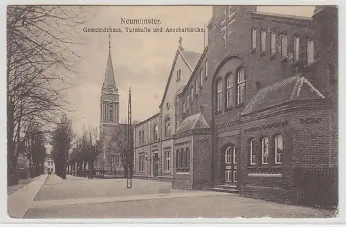 46442 Ak Neumünster Gemeindehaus Turnhalle Kirche 1916